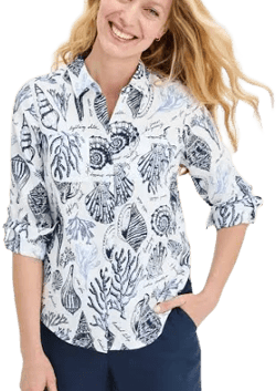 Charter Club Women's Linen Roll-Tab Shirt
