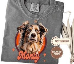 Custom Comfort Colors Retro Vintage Pet Shirt Pet Photo + Name Custom Dog Portrait Personalized Bootleg Custom T Shirts Cat Shirt 90's Tee