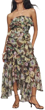 Astr the Label Elena Floral Print Chiffon Halter Dress
