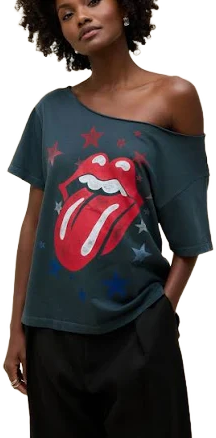 Rolling Stones Stars Off-The-Shoulder Tee