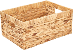 Woven Storage Basket for Living Room, Woven Basket with Handles, Rectangle Basket for Bathroom, Laundry Basket, Hamper for Clothes, Storage Basket for Toys, 1 Pack L