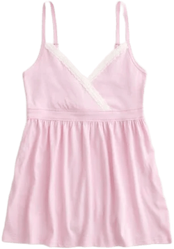 Women's Lace Trim Babydoll Top in Rose Quartz