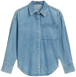 Express Women's Light Wash Denim Boyfriend Shirt