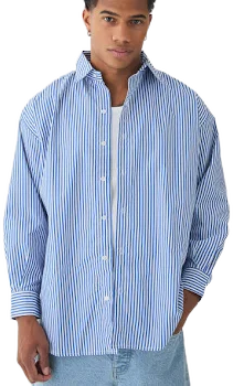 BoohooMAN Men's Oversized Striped Long Sleeve Shirt