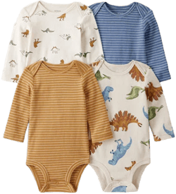 Carter's Baby Boys 4-Pack Long-Sleeve Dinosaur Print Bodysuits
