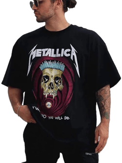 Fashion Nova Men's Metallica Short Sleeve Tee Shirt