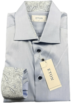 Eton Light Blue Current Cotton Flip Cuff
