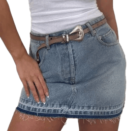 Frayed Hem Mini Denim Skirt