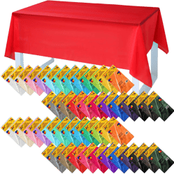 Newwiee 46 Pack Plastic Tablecloth for Rectangle Tables, Disposable Fiesta Party Table Cover, 54" x 72" Colorful Waterproof Table Cloths for Indoor Outdoor Use, 23 Assorted Colors