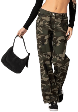Edikted Women's Aya Low-Rise Camouflage Cargo Pants