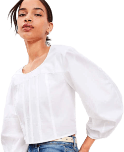 Women's Loft Poplin Corset Seamed Blouse