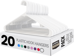 Utopia Home Plastic Hangers 20 Pack - Clothes Hanger with Hooks - Durable & Space Saving (White) White Pack of 20