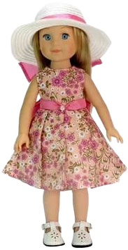 American Fashion World Pink Floral Dress with Hat