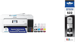 Epson EcoTank ET-15000 Wireless Color All-in-One Supertank Printer with Scanner & 522 EcoTank Ink Ultra-high Capacity Bottle Black Printer + 522 EcoTank Ink ET-15000