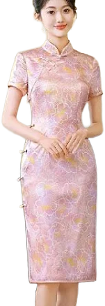 Silk Knee-Length Qipao Dress