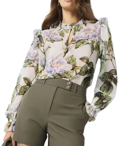 White House Black Market Petite Romantic Chiffon Blouse