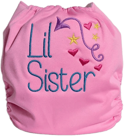 Lil Sister Embroidered Cloth Diaper - Pregnancy Announcement - Custom Bloomers - Little Sis Pocket Diaper - Cloth Nappy Cover - All In One