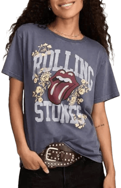 Lucky Brand Women's Rolling Stones Floral Boyfriend Tee