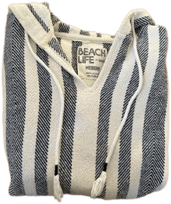 Beach Life by La Drft Striped Cotton Poncho Hoodie