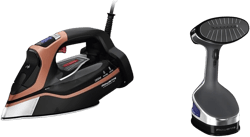 Rowenta Steam Force Pro Stainless Steel Soleplate Steam Iron for Clothes 400 Microsteam Holes & X-Cel Handheld Steamer for Clothes Medium 25-Second Fast Heat-Up