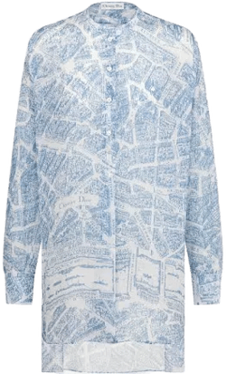 Dior Women's Long Blouse in Chambray and Voile