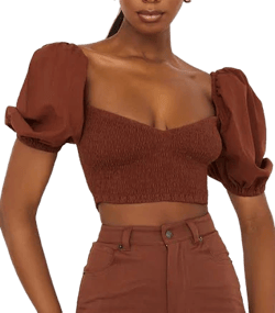 House of CB Lavanna Puff Sleeve Cropped Top