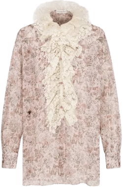 Dior Women's Cotton Muslin Blouse with Removable Ruched Collar