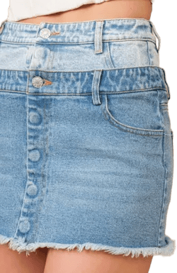 Stylish Frayed Hem Stretch Denim Mini Skirt