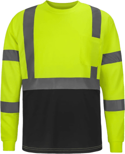 High Visibility Class 3 T Shirts,Hi Vis Safety Shirts with Reflective Strips and Pocket, Long Sleeve Quick Dry Mesh Construction Work Shirt for Men/Women Black Bottom Lime,XL X-Large Yellow 02