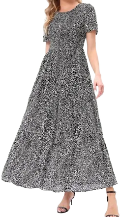 Women's Flowy Floral Print Maxi Dress
