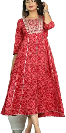 ETHNICMIX Rayon Anarkali Gown