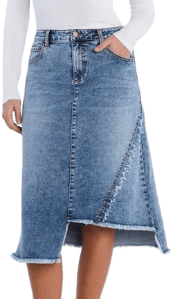 Wash Lab Denim Women's Fray Two Step Denim Skirt