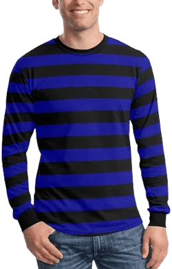 Black and Blue Men Long Sleeve Striped TShirt Graphic Vintage Retro Broad Stripes Crewneck Unisex Women Designer Male Guys Tee Shirt