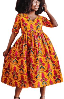 African V-Neck Dress