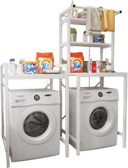 3 Tiers Over The Washer and Dryer Storage Shelf, Wooden Washing Machine Storage Shelf Bathroom Shelves Freestanding Laundry Drying Clothes Racks for Laundry Room White&marbling