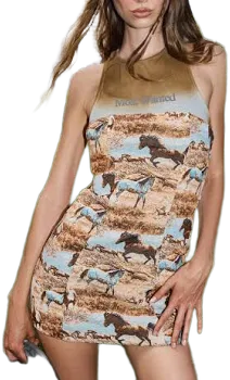 Akira Aint No Hold Em Printed Mini Dress