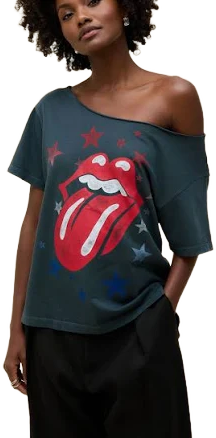 Rolling Stones Stars Off-The-Shoulder Tee