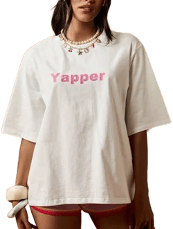 MISSGUIDEDOversized Cotton T-Shirt With Yapper Print