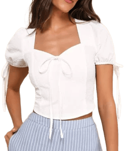 Lulus Textured Bow Puff Sleeve Top