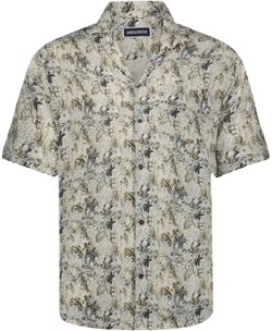 Floral Tropical Print Camp Collar Short Sleeve Shirt