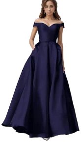 Cocomelody A-Line Satin Prom Dress with Pockets