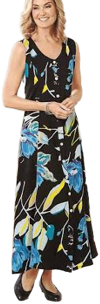 Sleeveless Button-Front Print Sundress