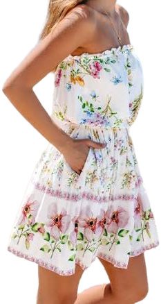 Cupshe Floral Print Tie Waist Mini Dress with Pockets