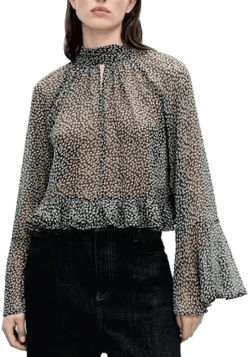 MANGO Women's Floral-Print Ruffled Blouse