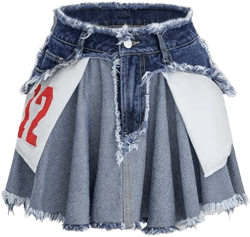 Denim Ripped Frayed Skirt