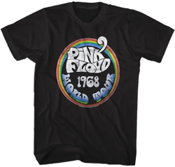 Pink Floyd 1968 Rainbow Music Band T-Shirt Music Men Black Cotton