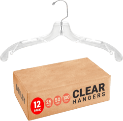 DEILSY™ Clear Plastic Hangers 12 Pack Durable Clothes Hanger for Wardrobe Organization, Essential Plastic Hanger for Garments, Versatile Coat Hangers for Home and Retail Use