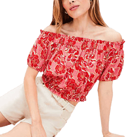 Loft Off The Shoulder Crinkle Jacquard Top