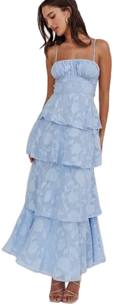 Provence Bloom Tiered Maxi Dress Jacquard