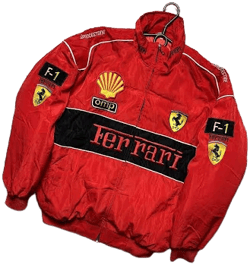 Adult F1 Vintage Racing Jacket Red Ebroidered Cotton Padded Ferrari